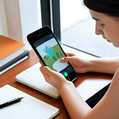 A person (gender-neutral) deeply focused on their studies at a clean, minimalist desk. The scene emphasizes concentration with a smartphone visibly placed away or on airplane mode, indicating a digital detox. Natural light fills the modern, calm study space. A subtle Pomodoro timer could be present, adding to the structured productivity theme. The atmosphere is peaceful and highly conducive to learning.