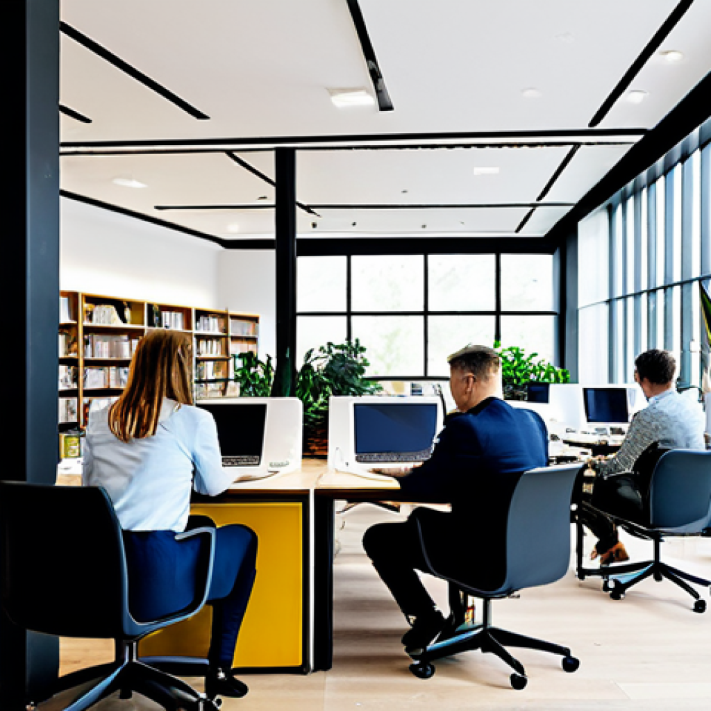 Modern Learning Environment**
Prompt: A bright and airy co-working space with people working on laptops and tablets, surrounded by plants and bookshelves. Everyone is fully clothed in professional attire. Natural lighting. safe for work, appropriate content, family-friendly, perfect anatomy, correct proportions, well-formed hands, proper finger count, natural body proportions, professional.
**